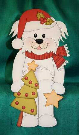 3D on the Shelf Card Kit - Little Christmas Bichon Frise Dog by Marion Kimberley-Scott
