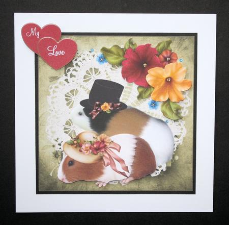 Guinea Pig Sweethearts Topper with Decoupage by Marion Kimberley-Scott