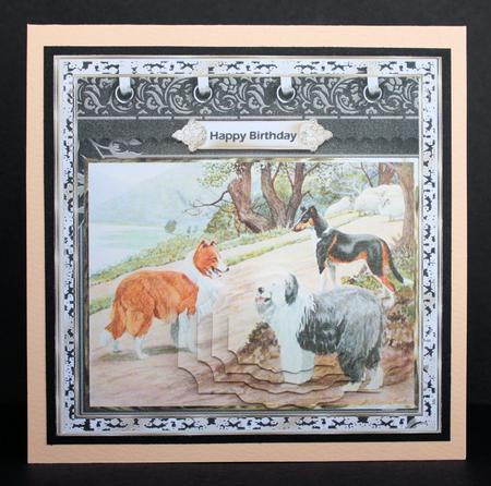 Dog Pals 7x7 Card with Pyramids and Sentiment by Marion Kimberley-Scott