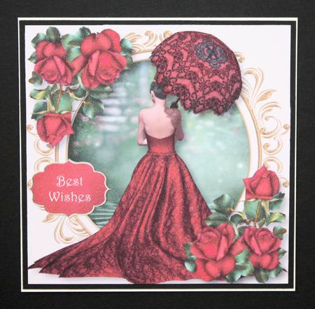 Parasol & Roses 8x8 Quick Topper by Marion Kimberley-Scott