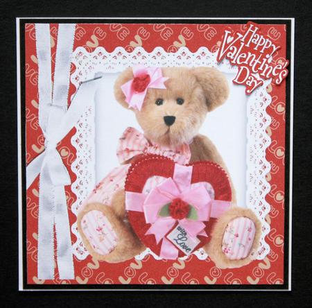 Cute Cuddly Teddy Bear with Heart and Bow 8x8 by Marion Kimberley-Scott
