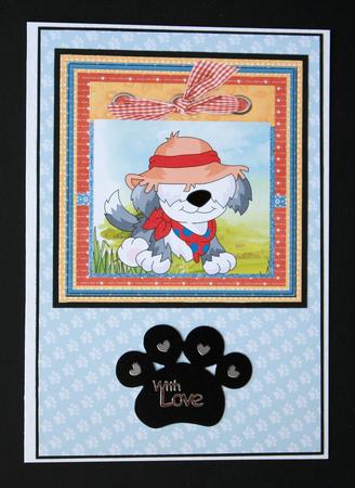 Dog in Fancy Dress 7x7 Card with Decoupage by Marion Kimberley-Scott