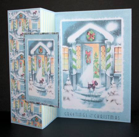 Dog Sends Christmas Wishes No Hole Fold Back Card by Marion Kimberley-Scott