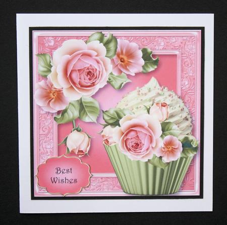 Pretty Pink Roses Cupcake 8x8 Quick Topper by Marion Kimberley-Scott