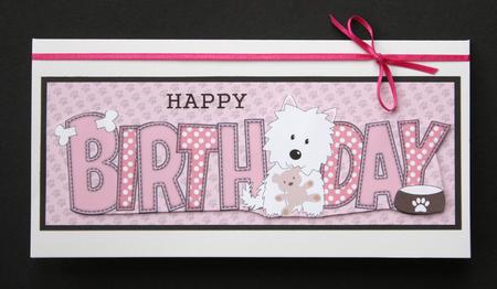 Jazz the Dog with Teddy Birthday Large Dl 2 by Marion Kimberley-Scott