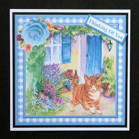 Kitten by the Door Card Topper & Decoupage by Marion Kimberley-Scott
