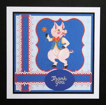 Cheeky Pig 7" x 7" Card Topper with 5 Different Greetings by Marion Kimberley-Scott
