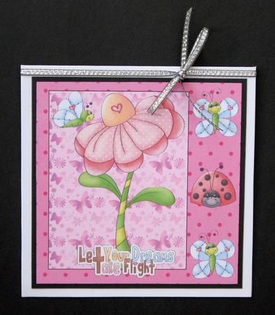 Pink Let Your Dreams Take Flight Card Front by Marion Kimberley-Scott