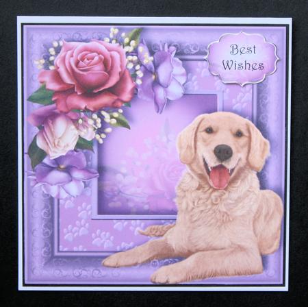 Floral Paw Prints - Golden Retriever 8x8 Quick Topper by Marion Kimberley-Scott