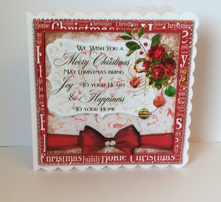 3 Red rose Christmas card fronts/toppers 2 by Marion MacKellar