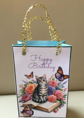Cats Books and Butterflies Birthday Mini Gift Bag by Marion MacKellar