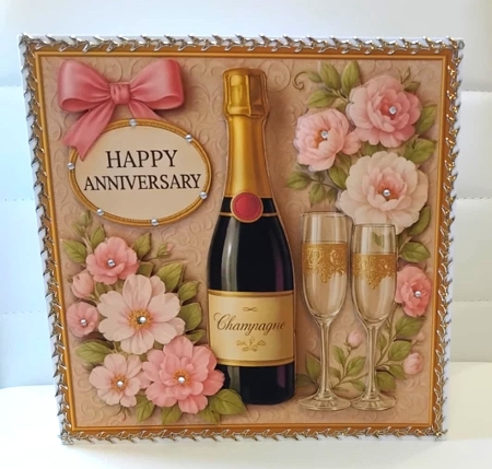 Happy Anniversary Champagne Quick Card by Marion MacKellar