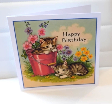 Happy Birthday Kittens Quick Card by Marion MacKellar