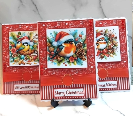 Christmas Birds Card Front 5x7 by Marion MacKellar