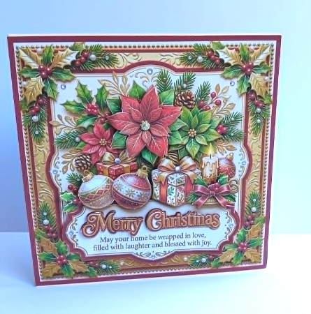 Poinsettia Merry Christmas 7 x 7 Card by Marion MacKellar
