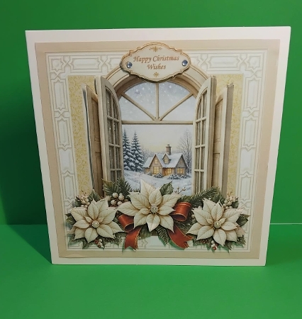 8 x 8 Christmas window quick card front. by Marion MacKellar