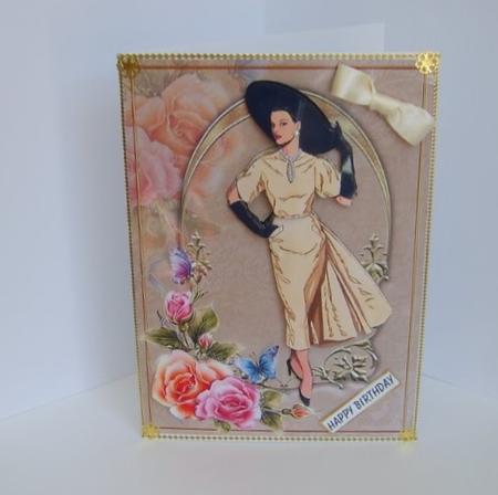1950s Lady with Roses and Butterflies by Marion MacKellar
