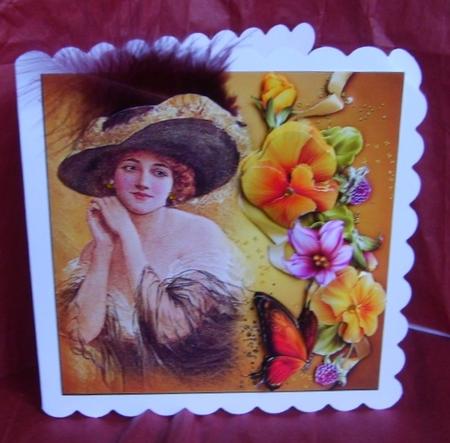Vintage Lady & Summer Flowers 8x8 by Marion MacKellar