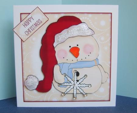 Little Christmas Snowman 8x8 Topper with Decoupage by Marion MacKellar
