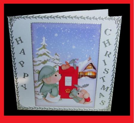 Christmas Delivery Card Front and Decoupage by Marion MacKellar