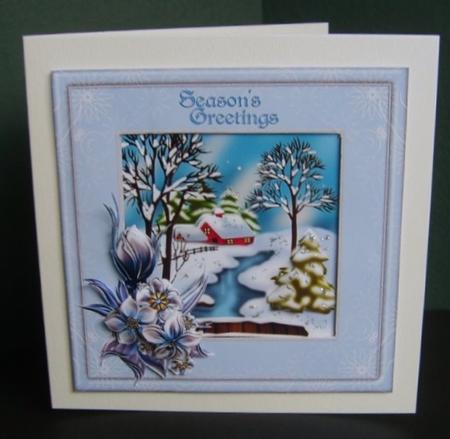 8x8 Christmas Scene with Winter Florals by Marion MacKellar