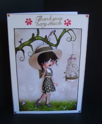 Modern Millie Bird Watching Card Front & Decoupage by Marion MacKellar
