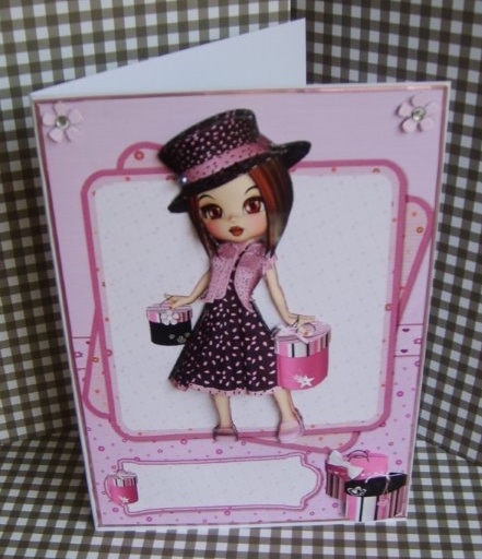 Cookie Girl Loves to Shop Card Front and Decoupage by Marion MacKellar
