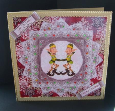 Strictly Christmas - Eight Point Star Framed Cha Cha Elves by Marion MacKellar