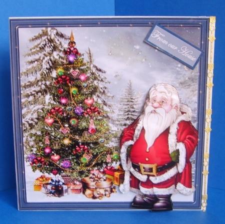 Santa Has a Christmas Tree Card with Decoupage by Marion MacKellar