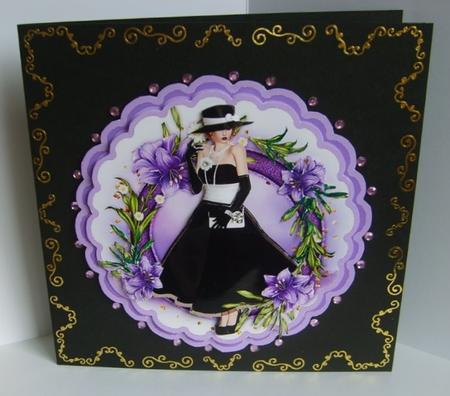 Scalloped Topper Mini Kit - Black Hat & Purple Lilies by Marion MacKellar