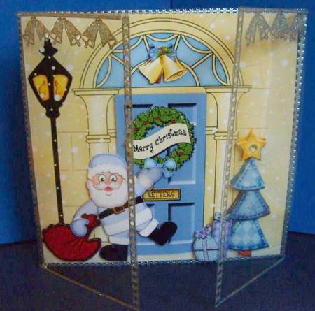 Santa's Sack Christmas Door Quick Card & 3D Decoupage by Marion MacKellar