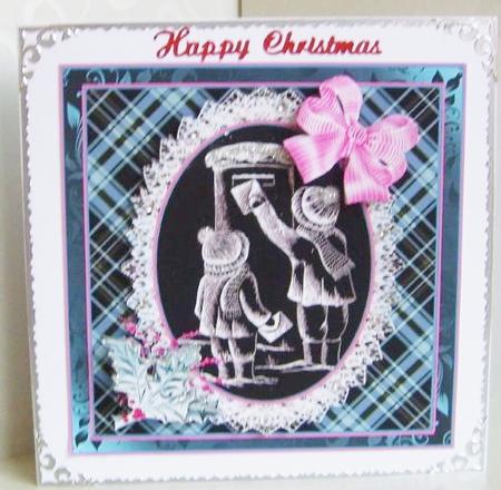 8x8 Posting a Letter with Tartan and Lace Decoupage by Marion MacKellar