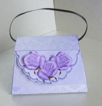 Small Favour Box - Pale Lilac Damask with Roses by Marion MacKellar