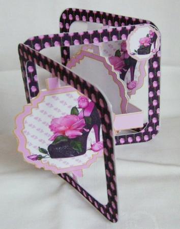 Accordion Zig Zag Card - Black Heels and Roses by Marion MacKellar
