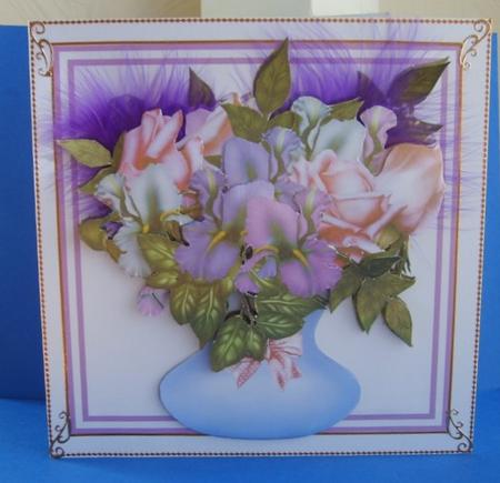 Flower Vase 3 - Irises and Roses by Marion MacKellar