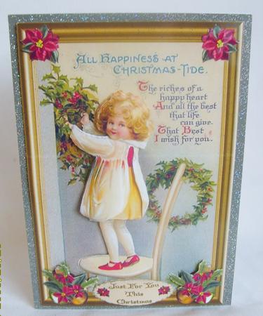 Christmas Vintage Happiness Decoupage Topper by Marion MacKellar