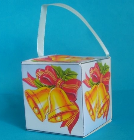 All in One Gift Box - Christmas Bells on Blue by Marion MacKellar