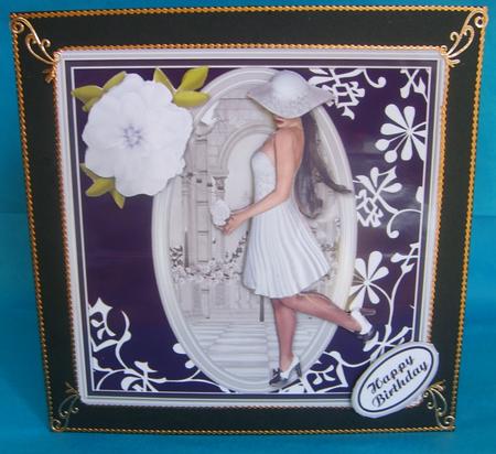 Lady in White Square Card Front by Marion MacKellar