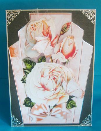 Art Deco Topper with Vintage Peach Roses by Marion MacKellar