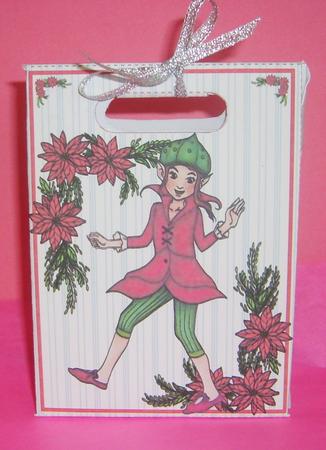 Gusset Sided Gift Bag - Christmas Pixie by Marion MacKellar