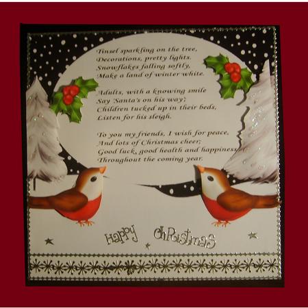 Pretty Robins, Holly and Christmas Trees 8x8 Insert by Marion MacKellar