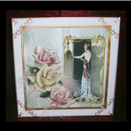 Rose and Vintage Lady Card with Decoupage by Marion MacKellar
