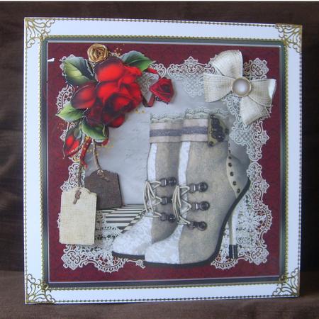 Steampunk Boots Red Roses & Lace by Marion MacKellar