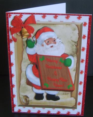 Santa on a Scroll with His Christmas List & Bells by Marion MacKellar