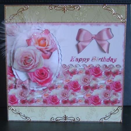 Pretty Pink Roses on Scalloped Oval by Marion MacKellar