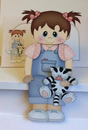 3D on the Shelf Card Kit - Little Toddler Girl Fai's Cat by Marion MacKellar
