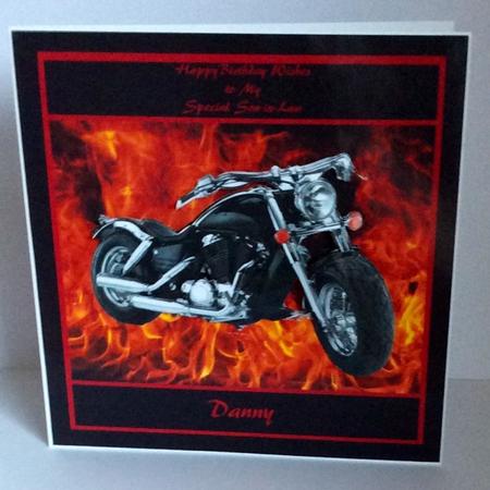 Harley Davidson Motor Bike with Flames by Marion MacKellar