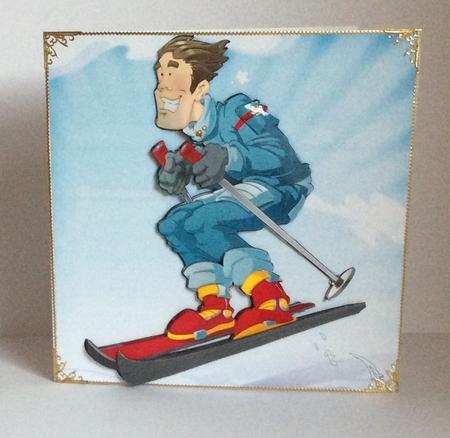 Skier Dude Blue 8x8 Quick Card by Marion MacKellar