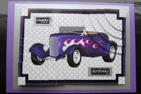 Purple Dragster Car Round Corner Duo Stacker by Marion Milne