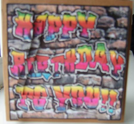 On the Wall Happy Birthday - Wavy Spiral Side Stacker by Marion Milne